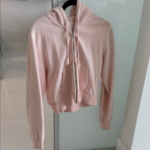 Brandy Melville Light Pink Women's Zip-Up Hoodie